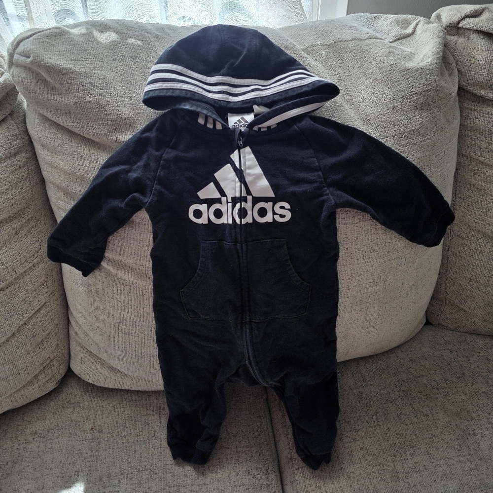 Adidas Baby Unisex Hooded Long Sleeve Active Jumpsuit 12m